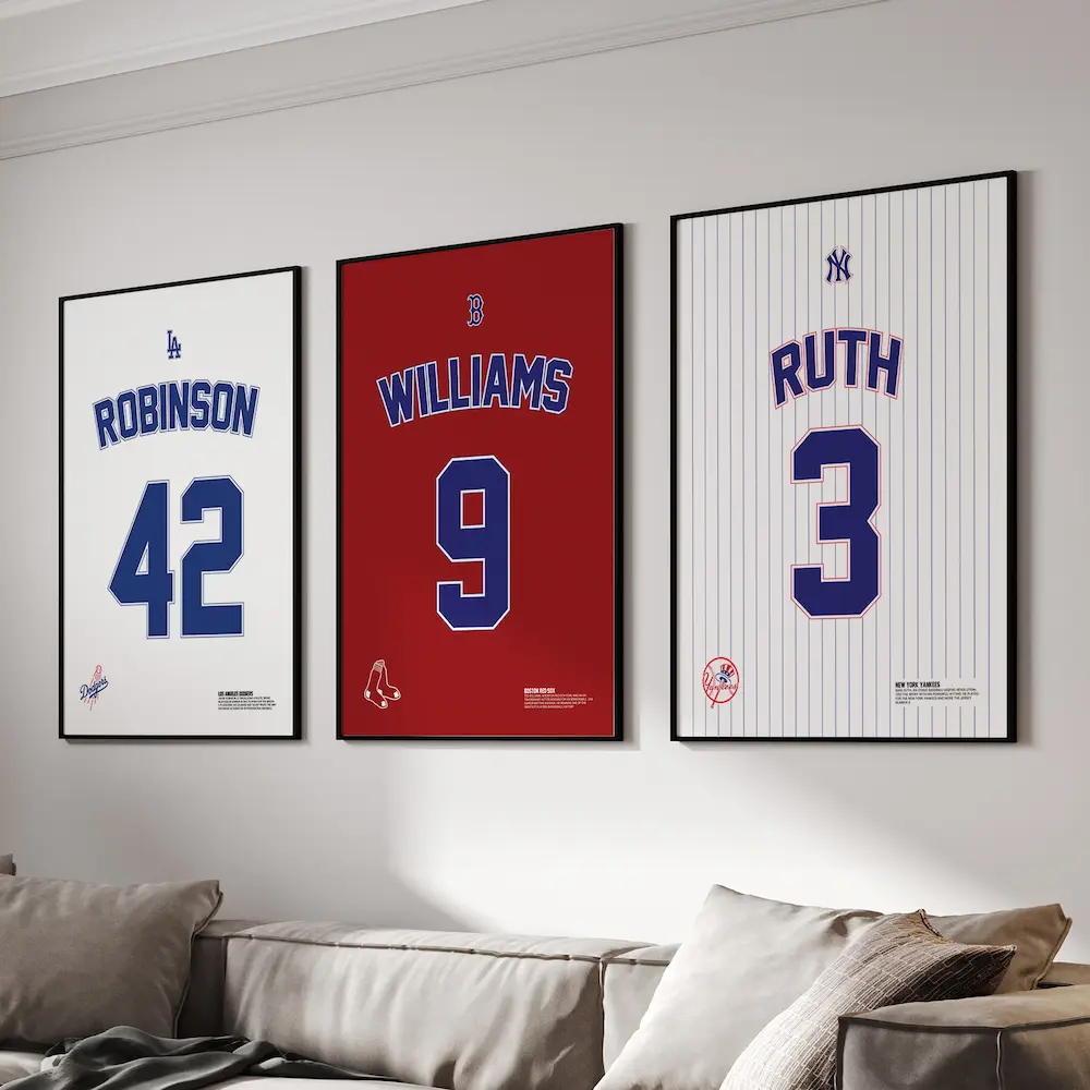 Best Baseball Legend Print | Jackie Robinson, Ted Williams, and Babe Ruth