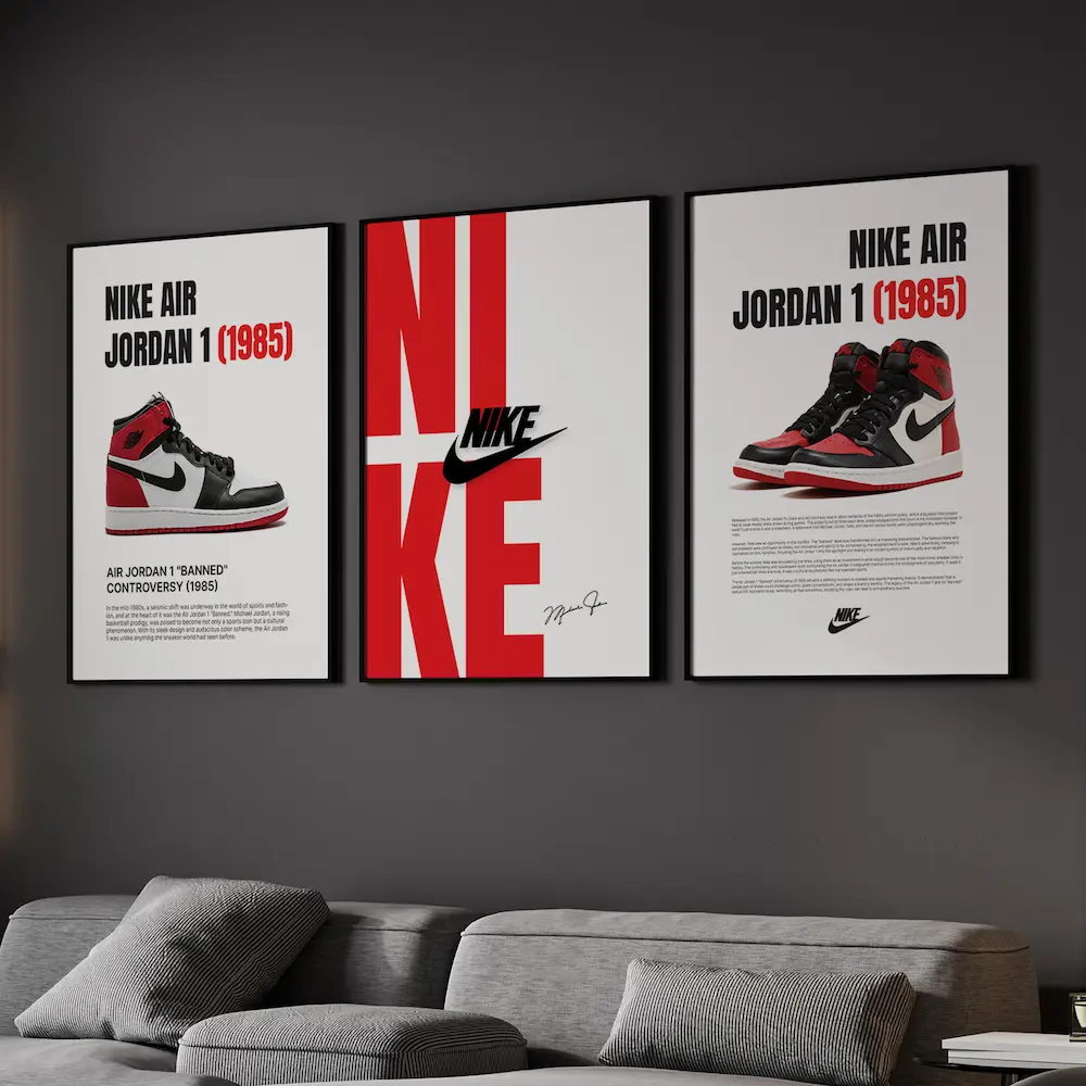 nike air jordan 1 wall art | Air Jordan 1 Chicago (Banned) 1985, Minimalist Sneakerhead Art, Perfect Sneakerhead Decor