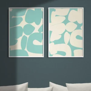 Pale Blue Wall Art Set Of 2, Create a Gallery with Cheap Original Art, Affordable Abstract Swanky Art, Light Blue, and Budget-Friendly Print